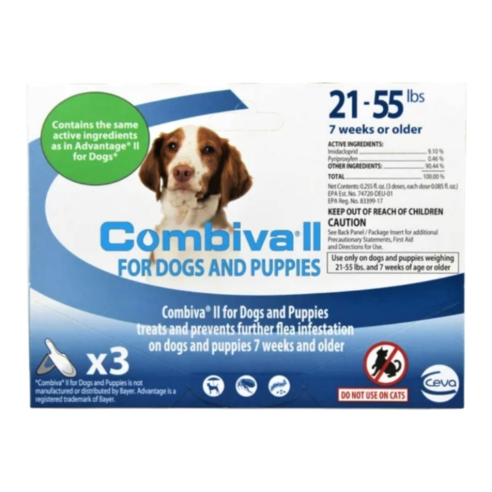 NWT - Combiva II for Dogs 21-55 lbs, 3vials,Same ingredients as Advantage II